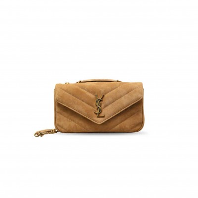 YSL LOULOU MATELASSÉ SUEDE SHOULDER BAG 801437 (24*14*6cm)